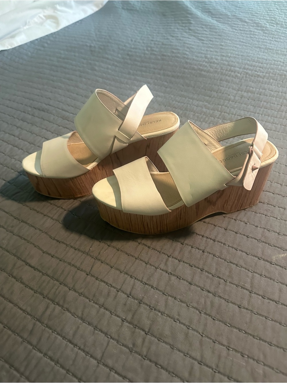 Kelsi Dagger Cream Platform Wedge Sandals
